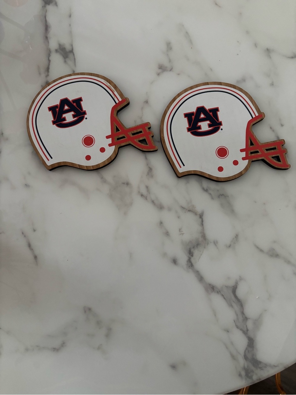 Auburn Helmet Coaster Set - White & Orange Team Design